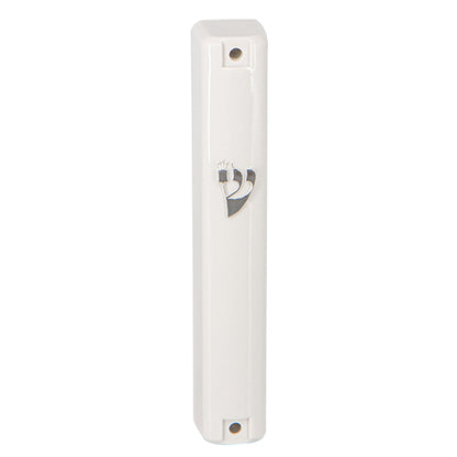Water Proof Mezuzah Holder 15cm - White [Silver ש]