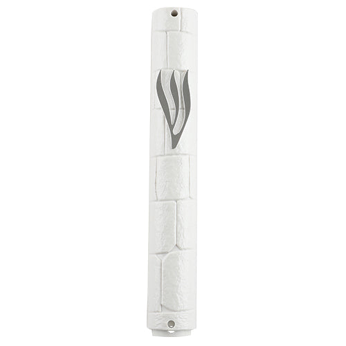 Water Proof Mezuzah Holder 12cm - White [Stones]
