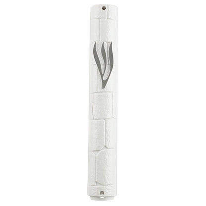 Water Proof Mezuzah Holder 12cm - White [Stones]