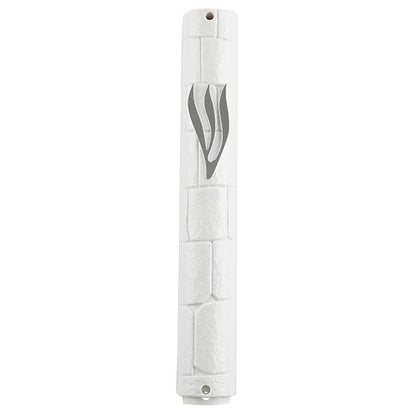Water Proof Mezuzah Holder - White [Stones]