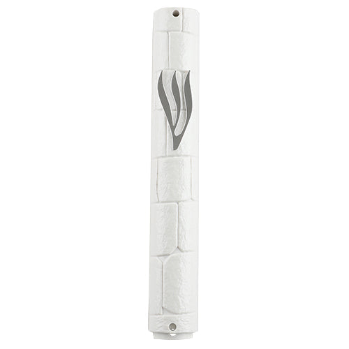 Water Proof Mezuzah Holder - White [Stones]