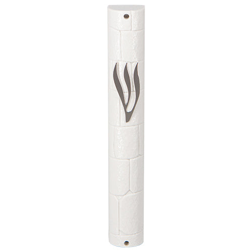Water Proof Mezuzah Holder 15cm - White [Stones]