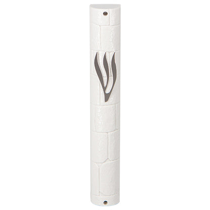 Water Proof Mezuzah Holder 15cm - White [Stones]