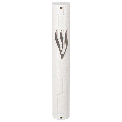 Water Proof Mezuzah Holder - White [Stones]