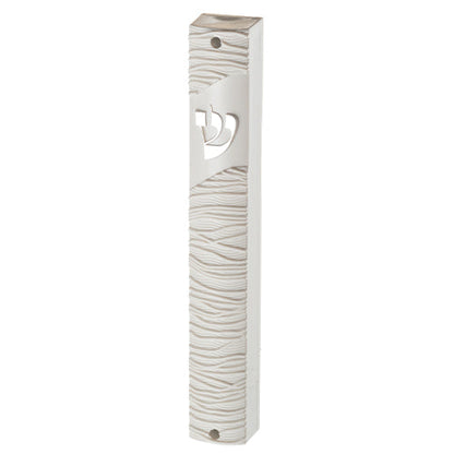 Plastic Mezuzah Holder - White [Wave]