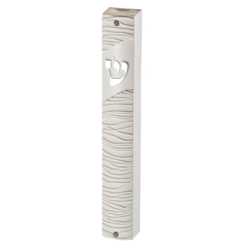 Plastic Mezuzah Holder - White [Wave]