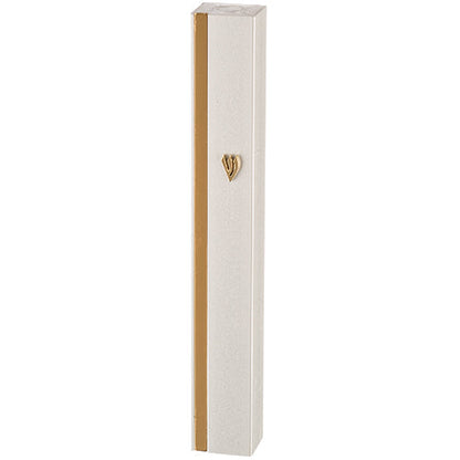 Aluminum Mezuzah Holder 15cm - Silver - Golden Stripe