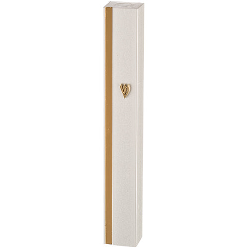 Aluminum Mezuzah Holder 15cm - Silver - Golden Stripe