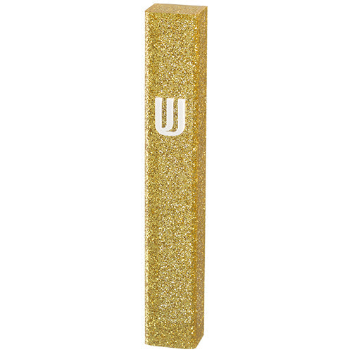 Lucite Mezuzah Holder - Gold Glitter