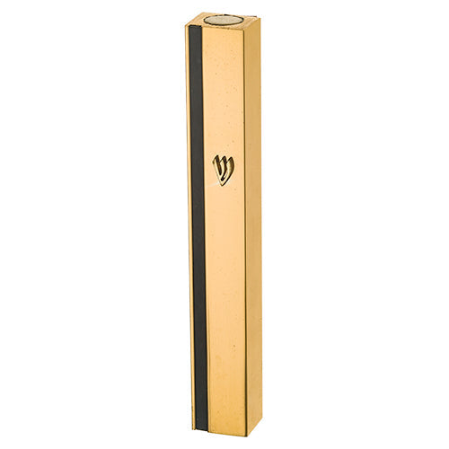 Aluminum Mezuzah Holder 15cm - Gold - Black Stripe