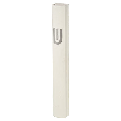 Aluminum Mezuzah Holder - White [Printed ש]