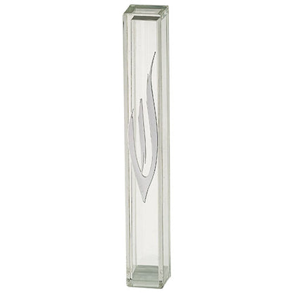 Water Proof Mezuzah Holder - Square 12cm - Clear [Big ש]