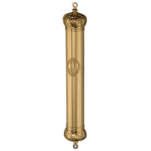 Metal Mezuzah Holder 15cm - Gold Finish [Crown]