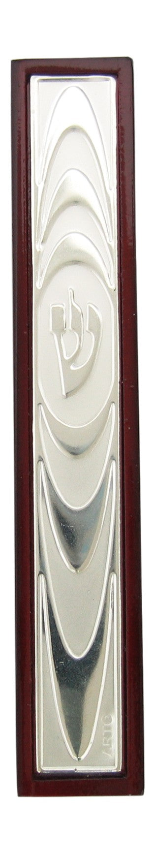 S/P & Wood Mezuzah Holder [Oval]