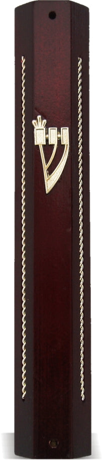 Dark Wood Mezuzah Holder 12cm [Octagon]