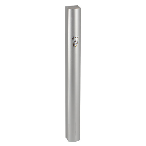 Aluminum Semi-Round Mezuzah Holder - Silver