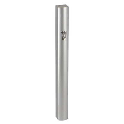 Aluminum Semi-Round Mezuzah Holder - Silver