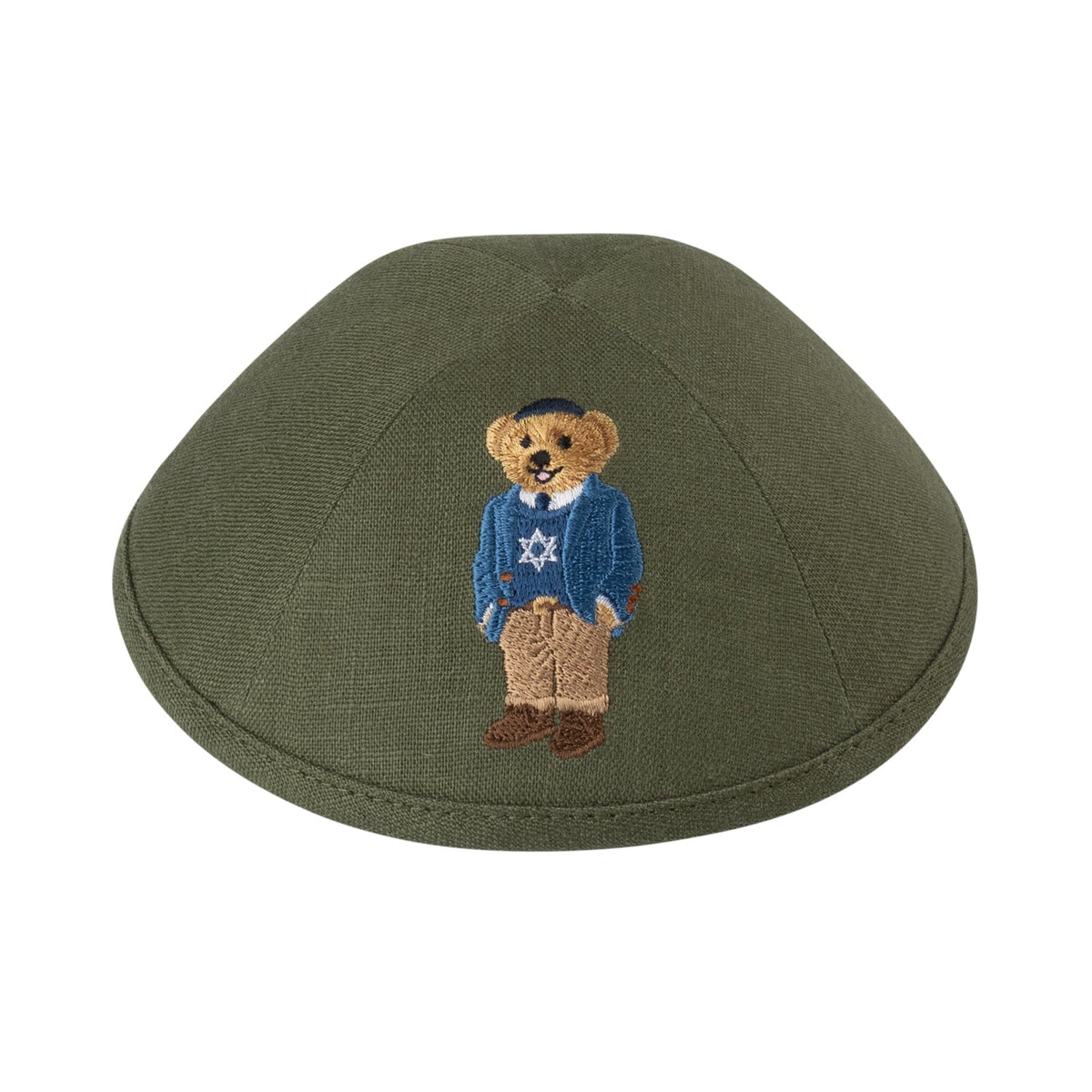 iKippah Bear Jewish Star Sweater- Olive Linen