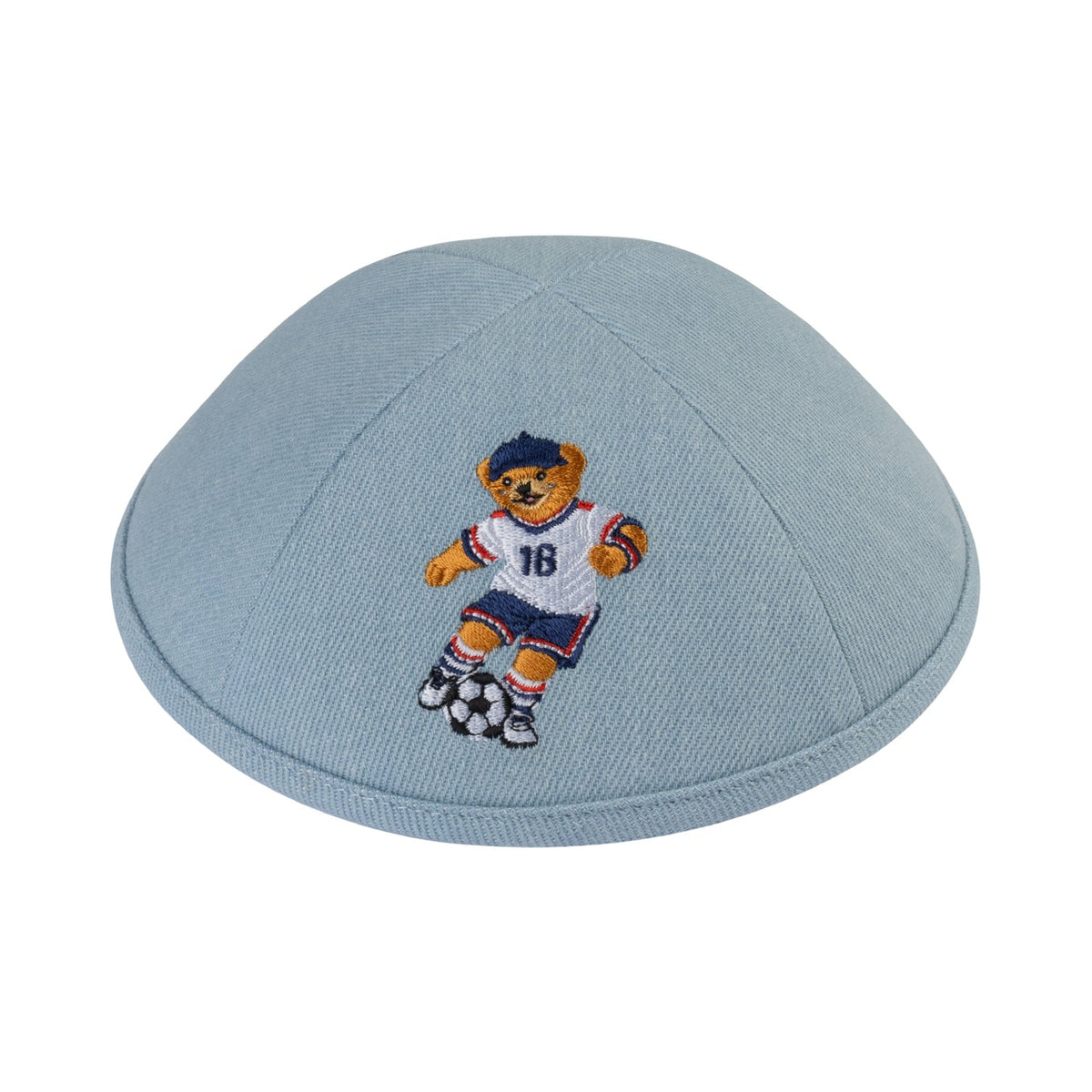 iKippah Dov Bear Soccer - Light Blue Denim