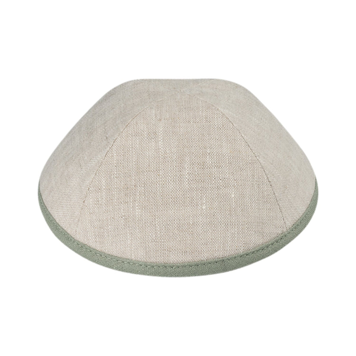 iKippah Tan Linen W/ Sage Rim
