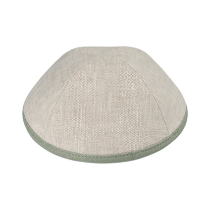 iKippah Tan Linen W/ Sage Rim