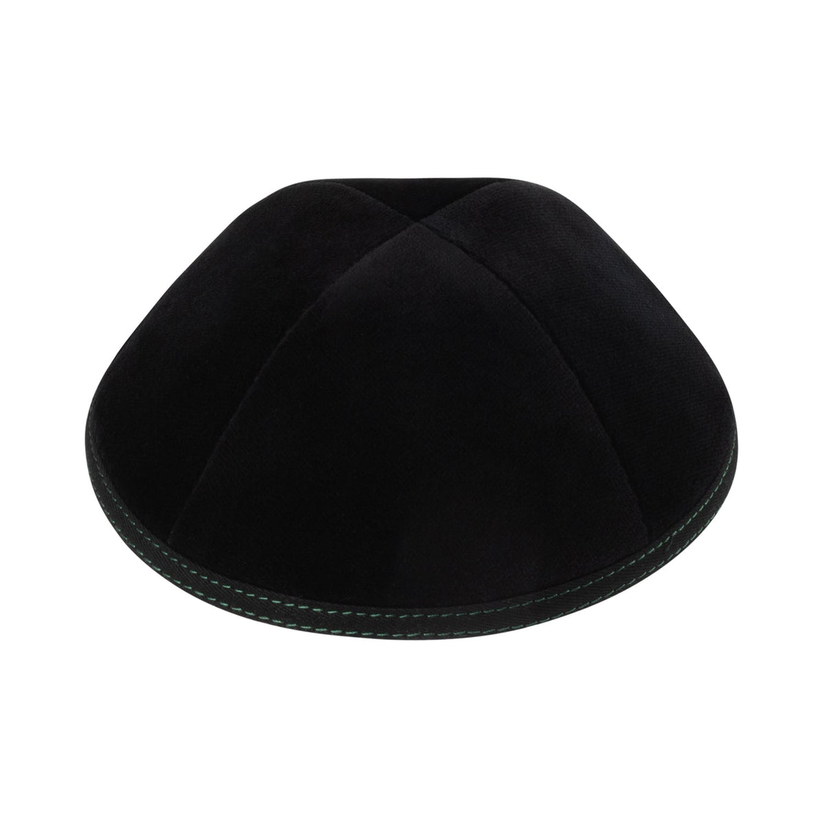 iKippah Black Velvet W/ Green Double Stitching