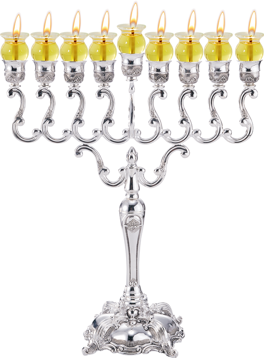 Silver Plated Hex. Oil Menorah #14