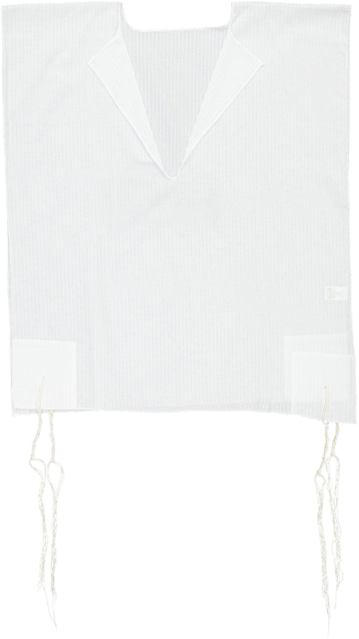 Mefoar 100% Cotton Tzitzis – V-Neck, 2 Hole, Ashkenaz – Adult