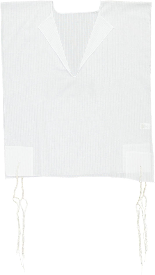 Mefoar 100% Cotton Tzitzis – V-Neck, 2 Hole, Ashkenaz – Adult