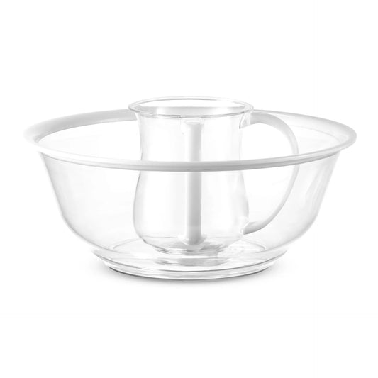 Acrylic Wash Cup & Bowl set - Clear/White Rim