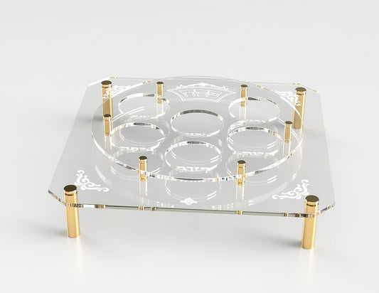 Acrylic Seder Plate W/Stand - Gold Standoff 16X16