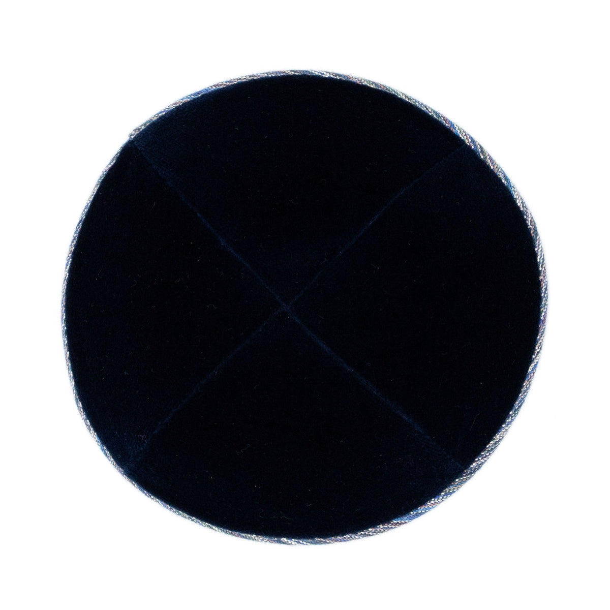 iKippah Navy Velvet W/ Striped Blue Rim
