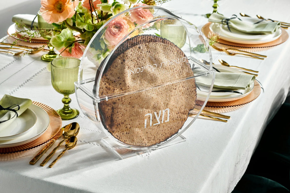 Lucite Standing Round Matzah Box