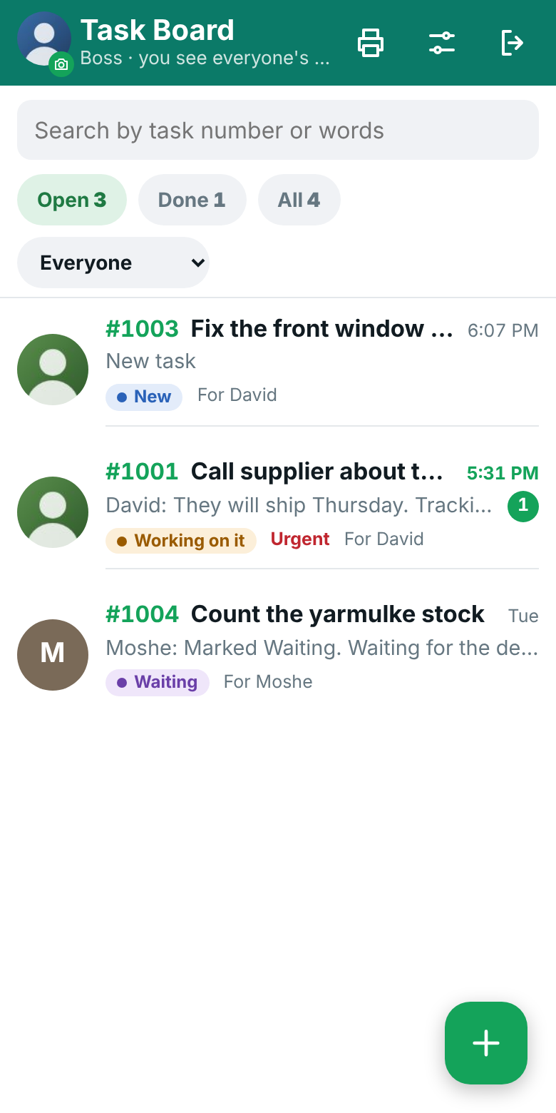 Task Board — Team Tasks and Chat