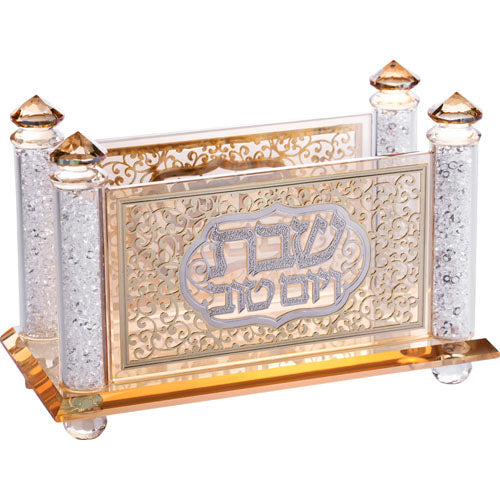 Crystal Napkin Holder W/Gold Plate