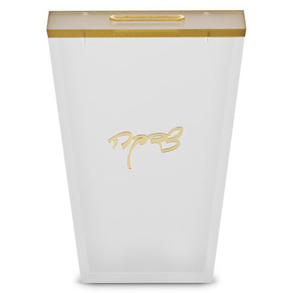 Lucite Frosted Tzedakah Box With Gold Rim [AM]