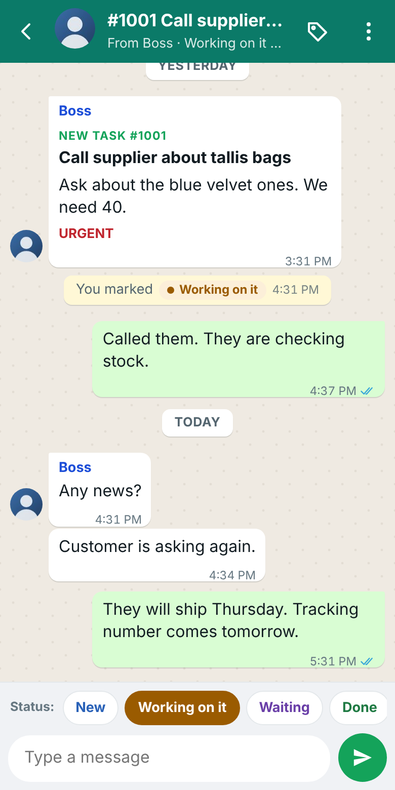 Task Board — Team Tasks and Chat
