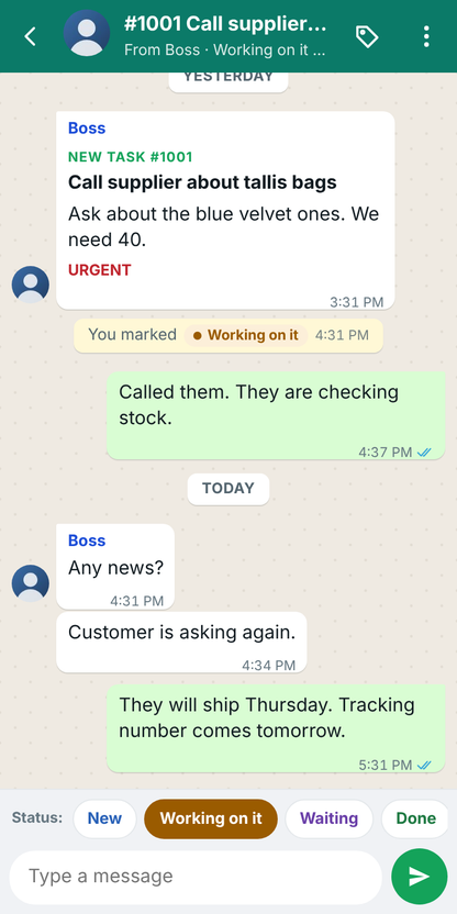 Task Board — Team Tasks and Chat