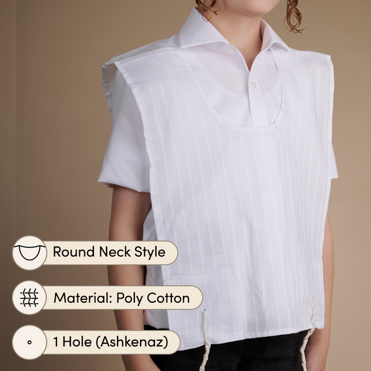 Keter Polycotton Tzitzis – V-Neck, 1 Hole – Kids