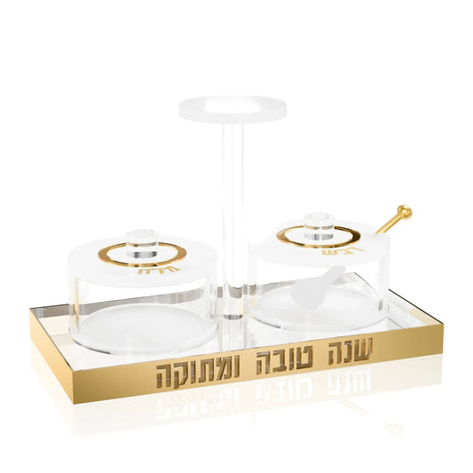 Salière et poivrière en lucite Transparente – Dorée [FT]