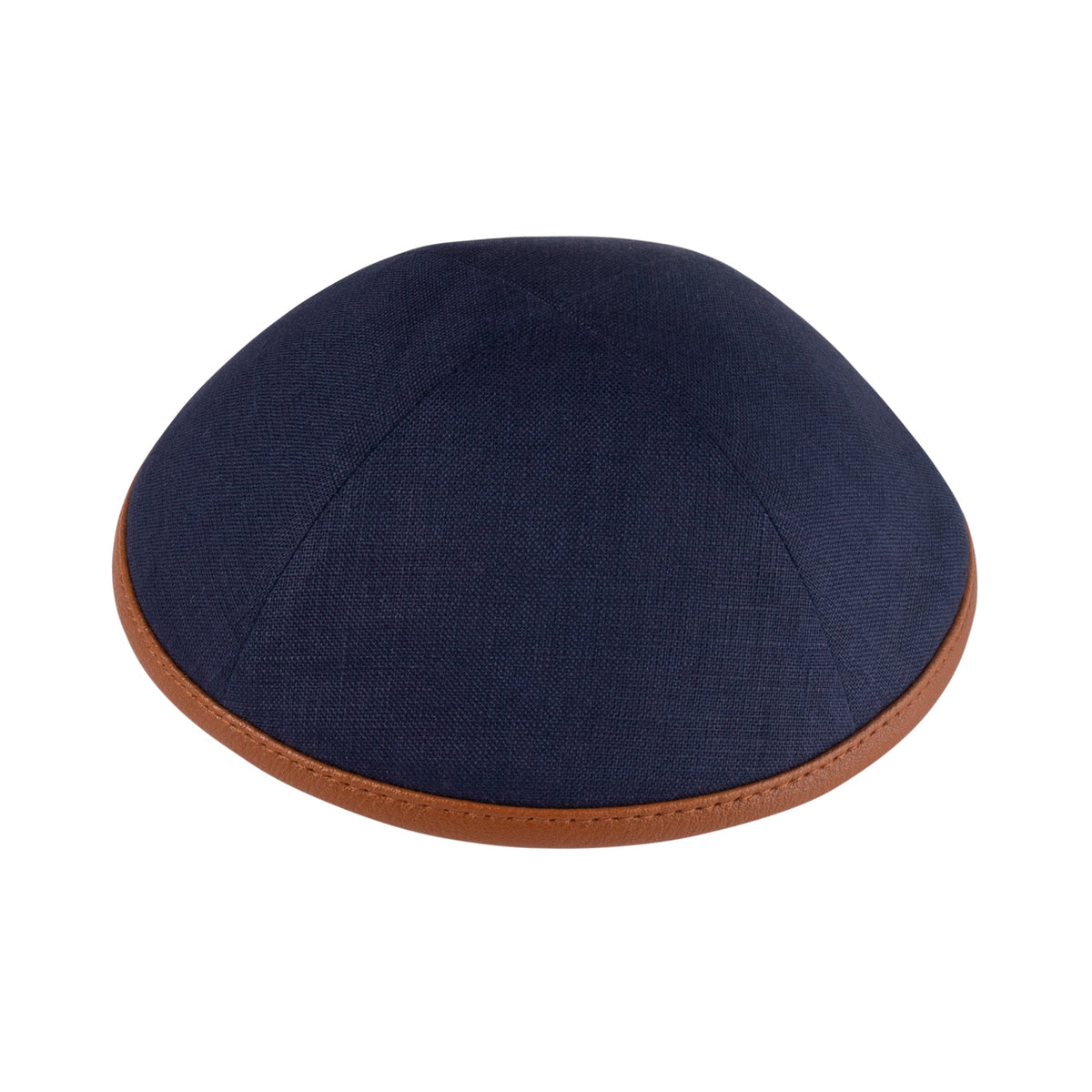 iKippah Navy Linen W/ Leather Rim