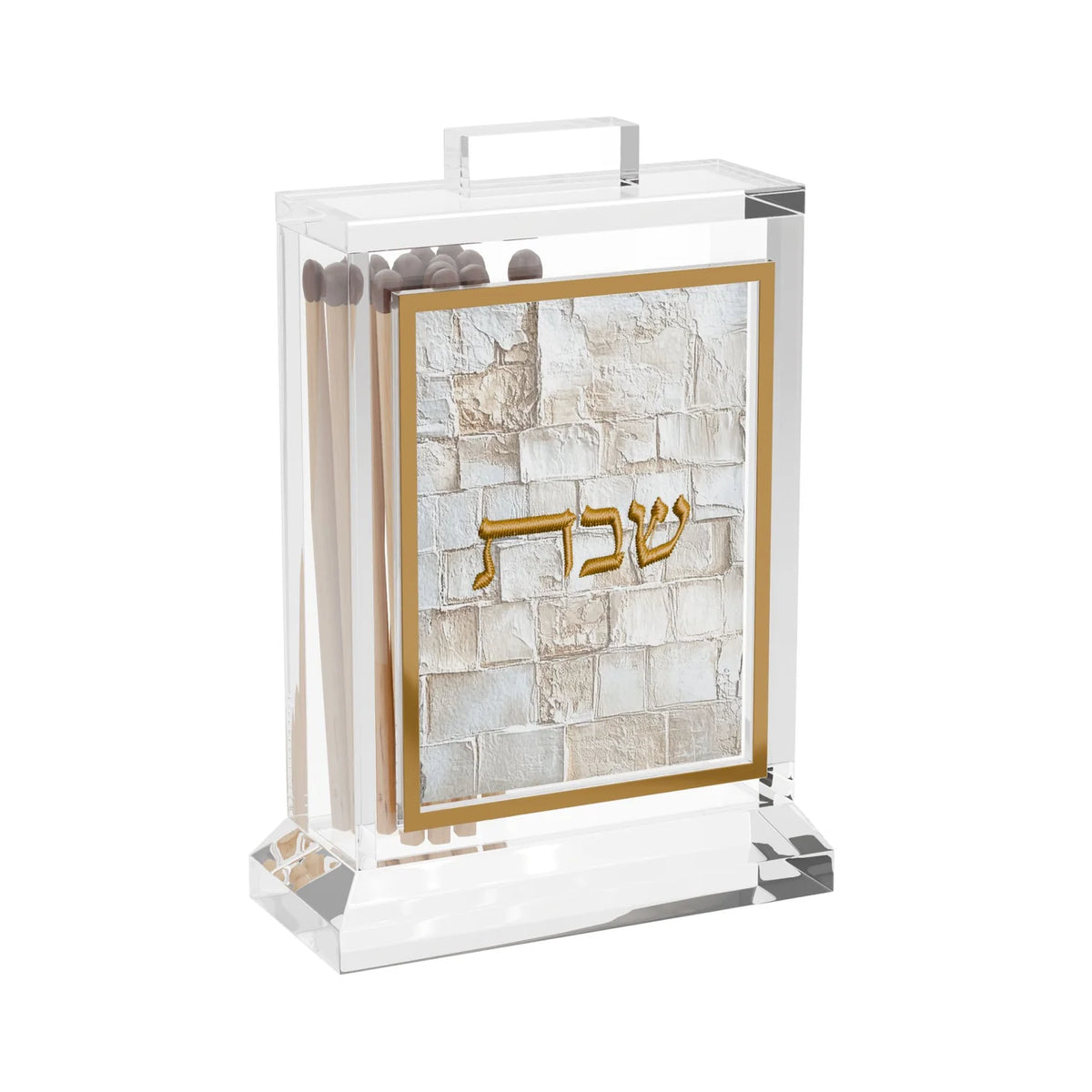 Lucite W/Leatherite Artwork Match Box - Kosel [FT]