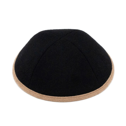 iKippah Black Wool W/ Camel Rim