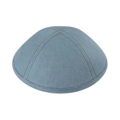 iKippah Blue Gray Linen W/ Stitching