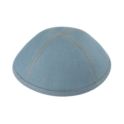 iKippah Blue Gray Linen W/ Stitching