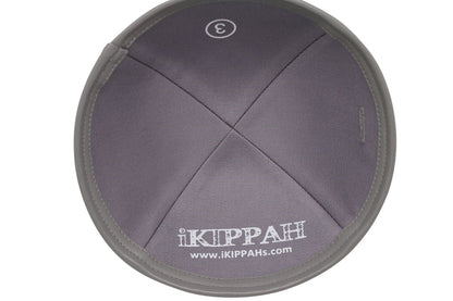 iKippah Gray Linen With Leather Rim