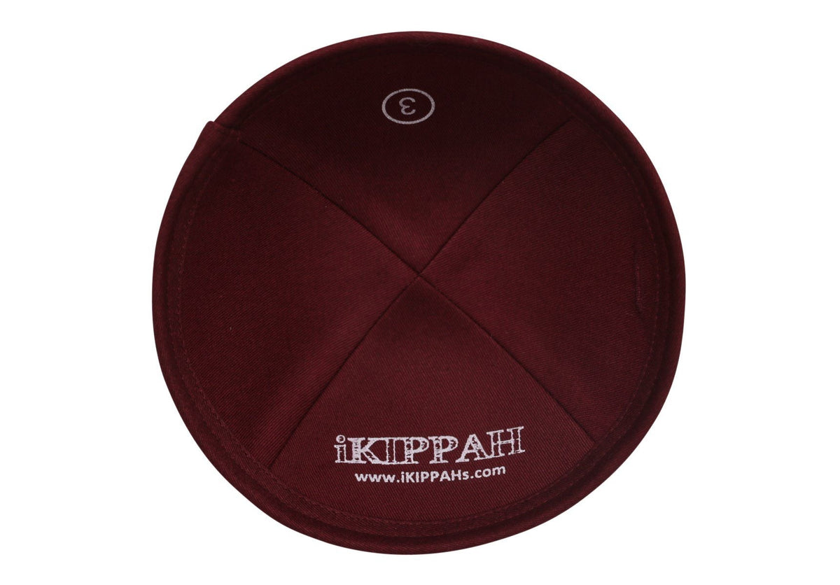 iKippah Gray Linen W/ Burgundy Rim
