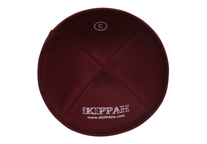 iKippah Gray Linen W/ Burgundy Rim