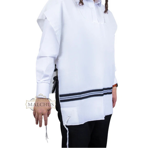 Tzitzis – Laine fait main Adulte | Skver (Col rond) | Résistant aux taches