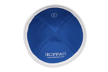 iKippah Royal Blue Linen W/ White Rim